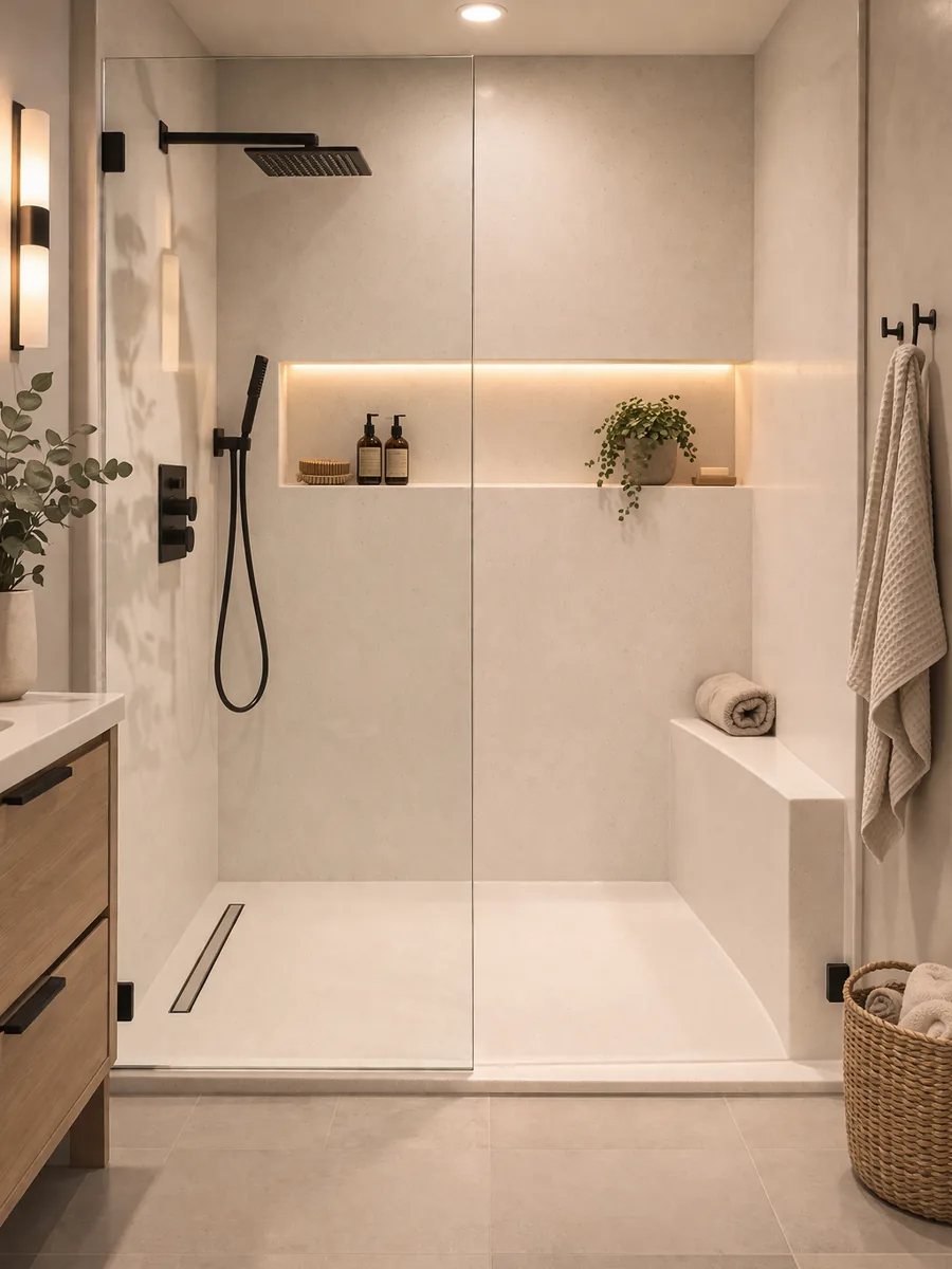 Updated primary bathroom shower